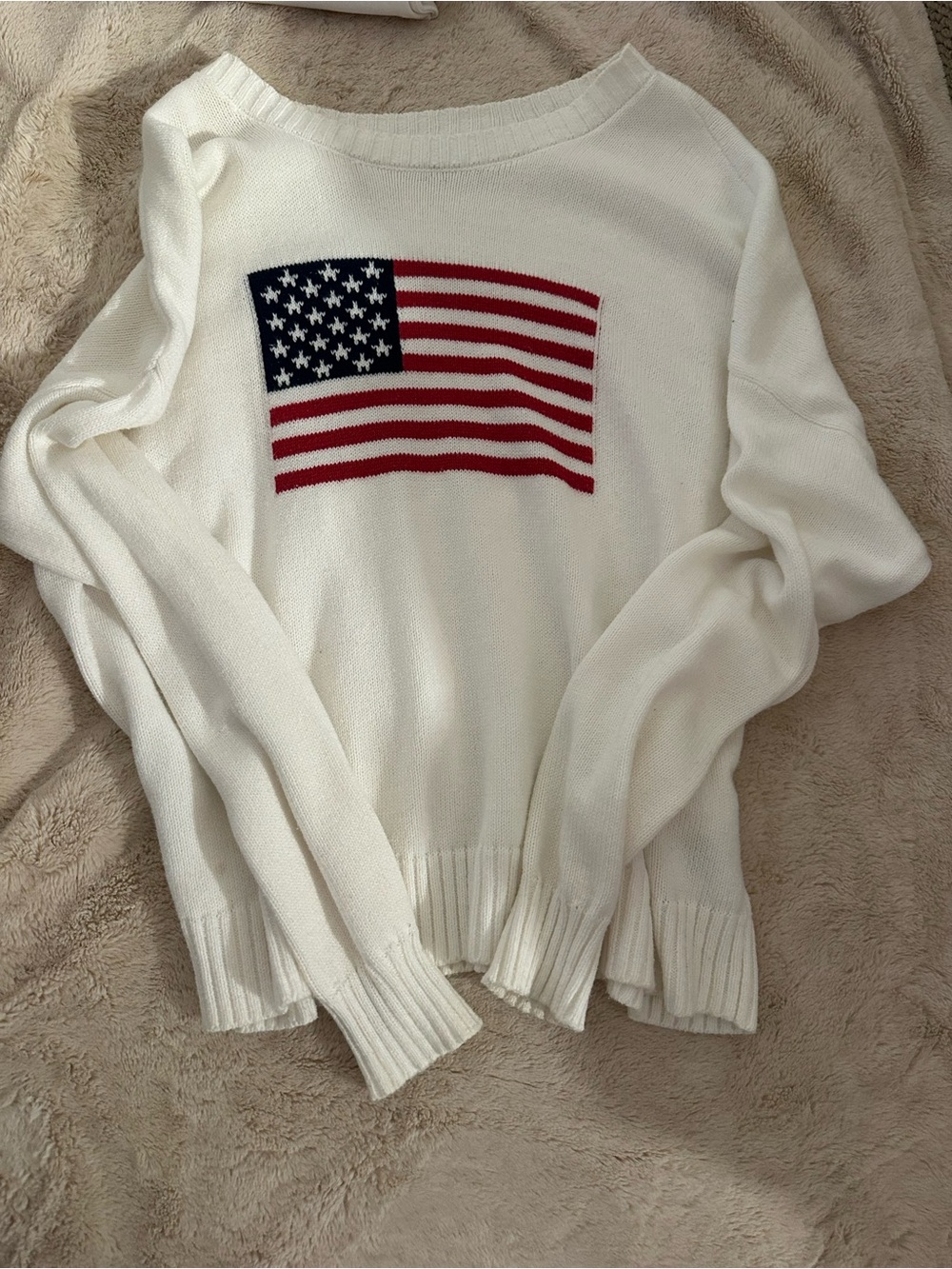 White Women's Sweater with USA flag
